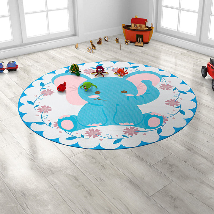 Lisslune | Cute Cartoon Animal Pattern Rug Multicolor Children's Rug Polyester Washable Pet-Friendly Non-Slip Carpet for Kids' Room