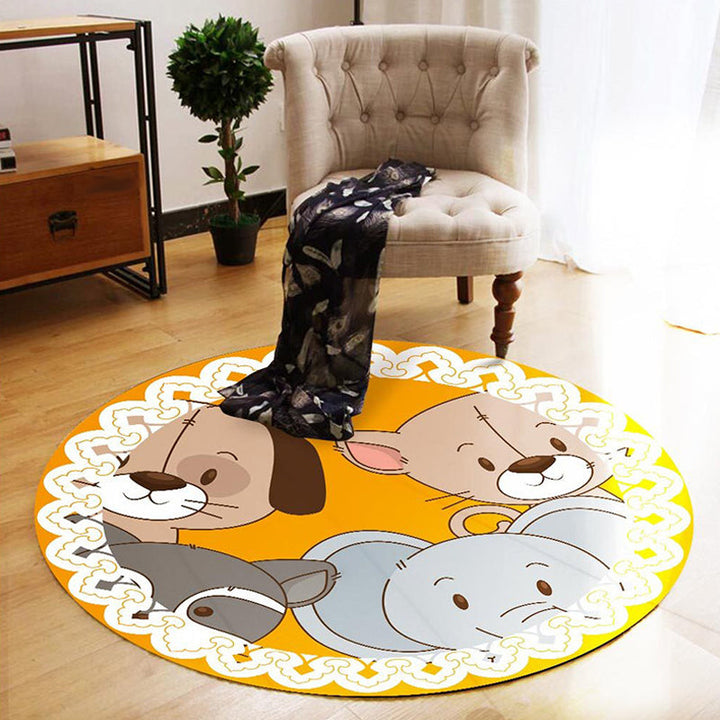 Lisslune | Cute Cartoon Animal Pattern Rug Multicolor Children's Rug Polyester Washable Pet-Friendly Non-Slip Carpet for Kids' Room