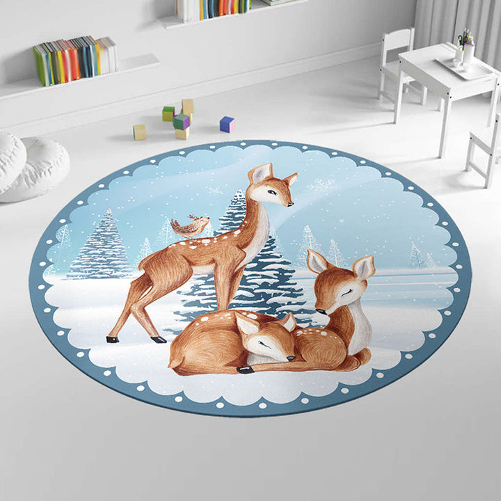 Lisslune | Cute Cartoon Animal Pattern Rug Multicolor Children's Rug Polyester Washable Pet-Friendly Non-Slip Carpet for Kids' Room