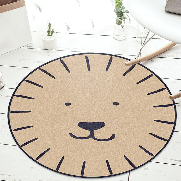 Lisslune | Kids Cartoon Animal Pattern Carpet Apricot and Green Polyester Carpet Washable Pet Friendly Non-Slip Carpet for the Children's Room