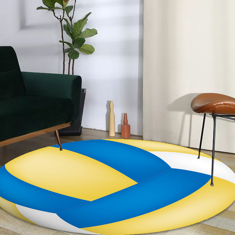 Lisslune | Kids Sports Pattern Rug Multicolored Polyester Rug Washable Pet-Friendly Non-Slip Rug for the Children's Room