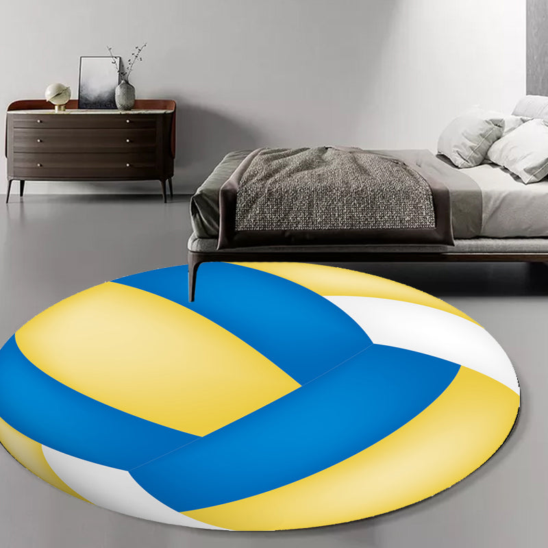 Lisslune | Kids Sports Pattern Rug Multicolored Polyester Rug Washable Pet-Friendly Non-Slip Rug for the Children's Room