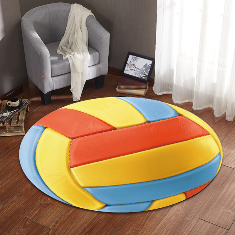 Lisslune | Kids Sports Pattern Rug Multicolored Polyester Rug Washable Pet-Friendly Non-Slip Rug for the Children's Room