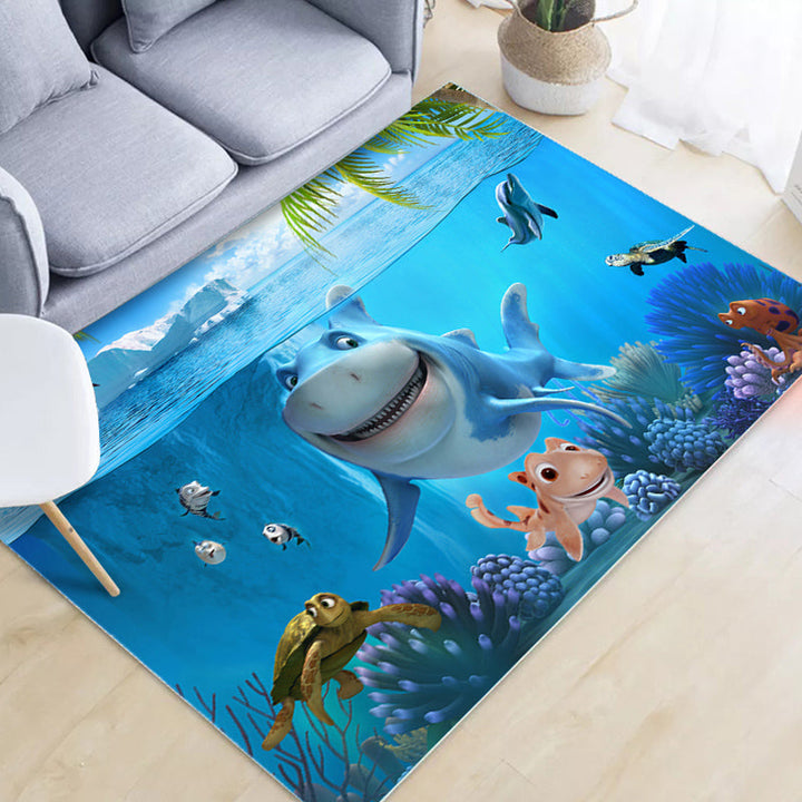 Lisslune | Unique Cartoon Animal Pattern Rug Black and Blue Kids Rug Polyester Pet Friendly Washable Area Rug for Children's Room