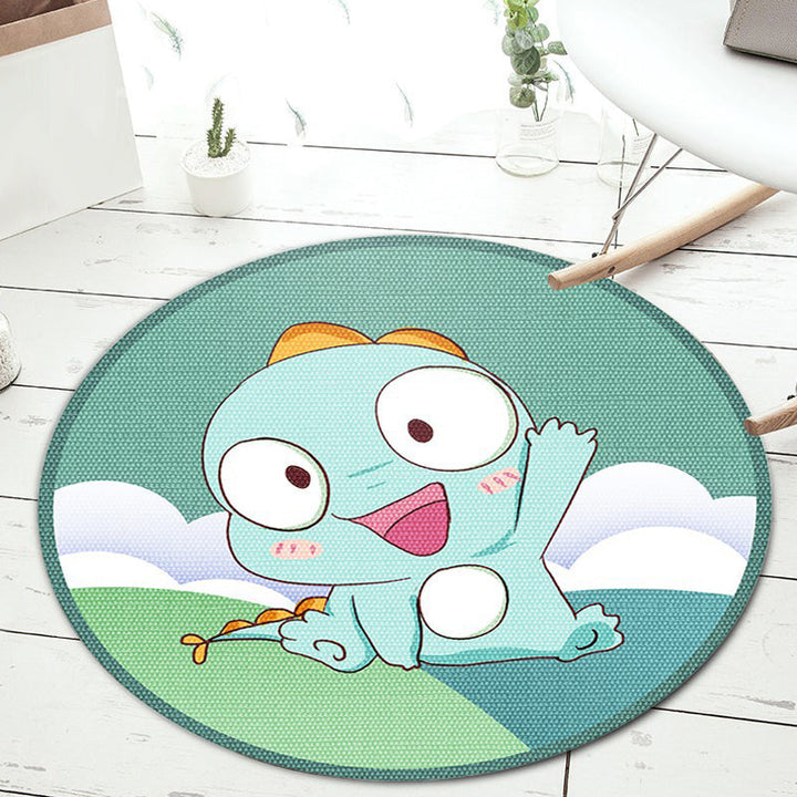 Lisslune | Stylish Cartoon Animal Pattern Carpet Green and Blue Kids Carpet Polyester Pet-Friendly Washable Non-Slip Backing Carpet for Children's Room