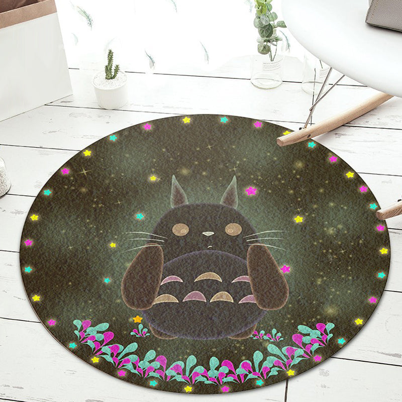 Lisslune | Stylish Cartoon Animal Pattern Carpet Green and Blue Kids Carpet Polyester Pet-Friendly Washable Non-Slip Backing Carpet for Children's Room