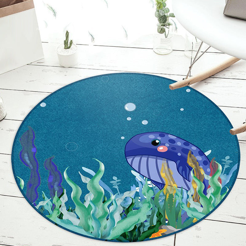 Lisslune | Stylish Cartoon Animal Pattern Carpet Green and Blue Kids Carpet Polyester Pet-Friendly Washable Non-Slip Backing Carpet for Children's Room