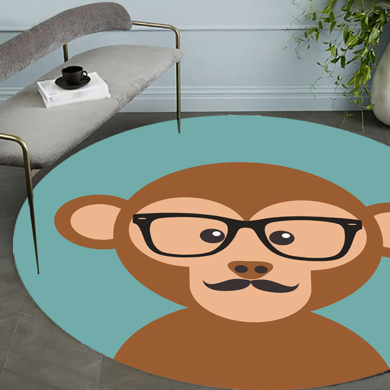 Lisslune | Unusual cartoon animal pattern rug ginger and orange and children's rug polyester washable pet friendly non-slip rug for the children's room