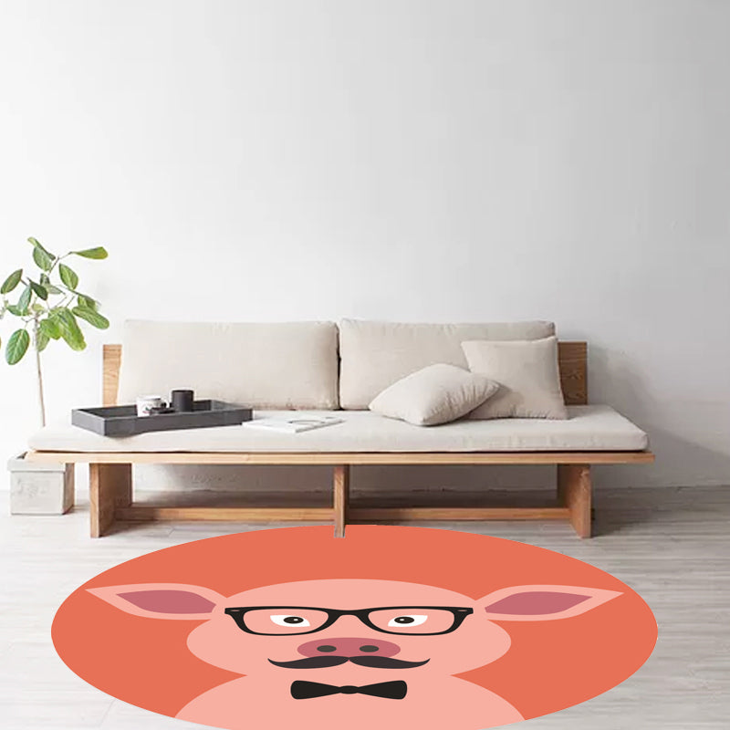 Lisslune | Unusual cartoon animal pattern rug ginger and orange and children's rug polyester washable pet friendly non-slip rug for the children's room