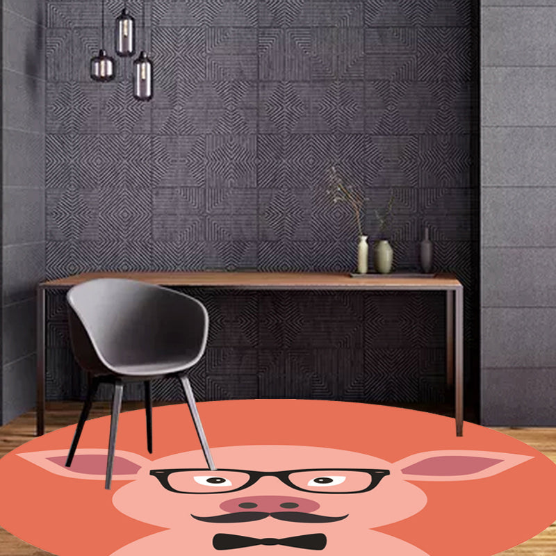 Lisslune | Unusual cartoon animal pattern rug ginger and orange and children's rug polyester washable pet friendly non-slip rug for the children's room