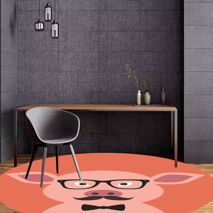 Lisslune | Unusual cartoon animal pattern rug ginger and orange and children's rug polyester washable pet friendly non-slip rug for the children's room