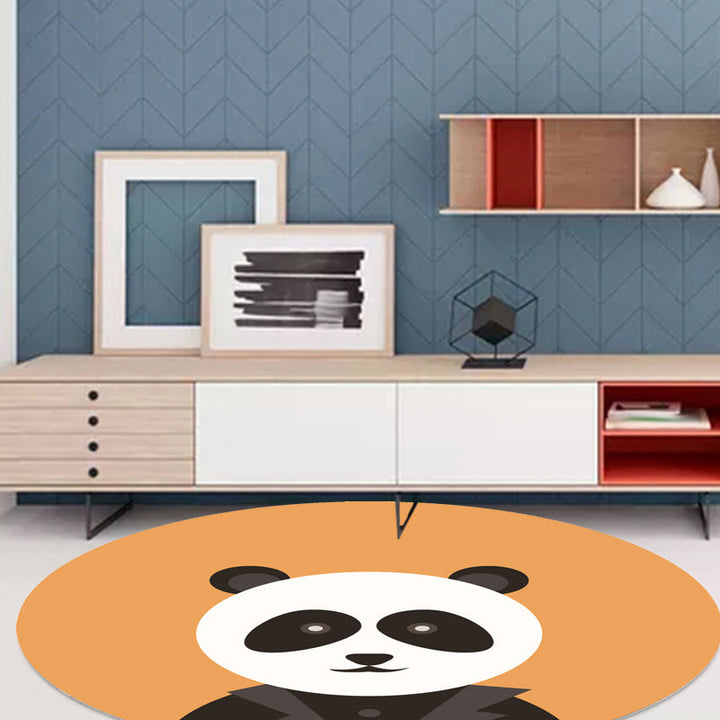 Lisslune | Unusual cartoon animal pattern rug ginger and orange and children's rug polyester washable pet friendly non-slip rug for the children's room