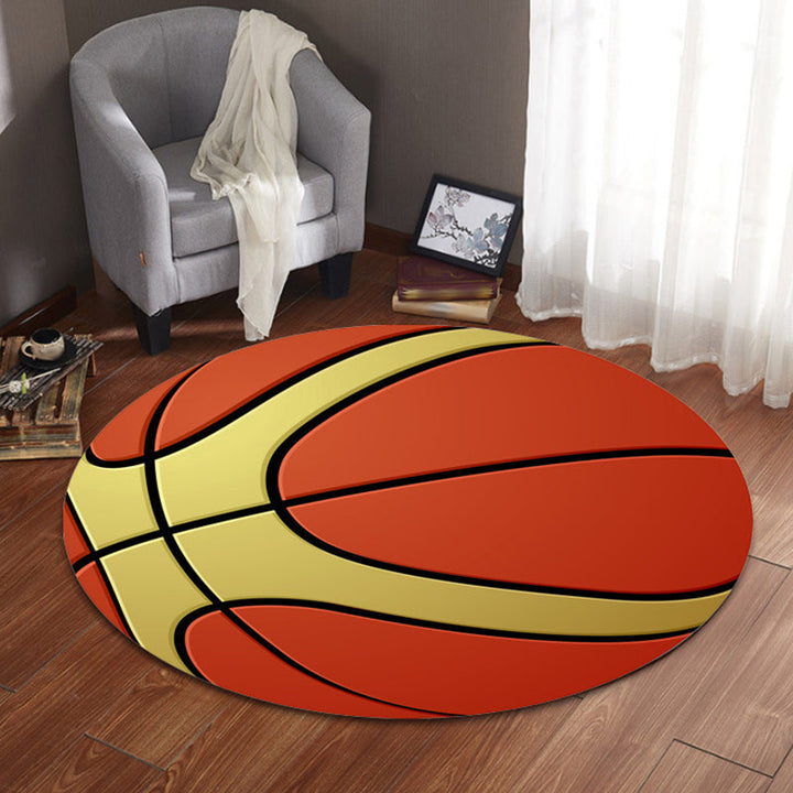 Lisslune | Fancy Sports Pattern Rug Orange and White Children's Rug Polyester Washable Pet-Friendly Non-Slip Rug for the Children's Room