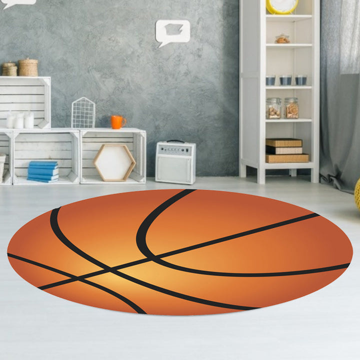 Lisslune | Fancy Sports Pattern Rug Orange and White Children's Rug Polyester Washable Pet-Friendly Non-Slip Rug for the Children's Room
