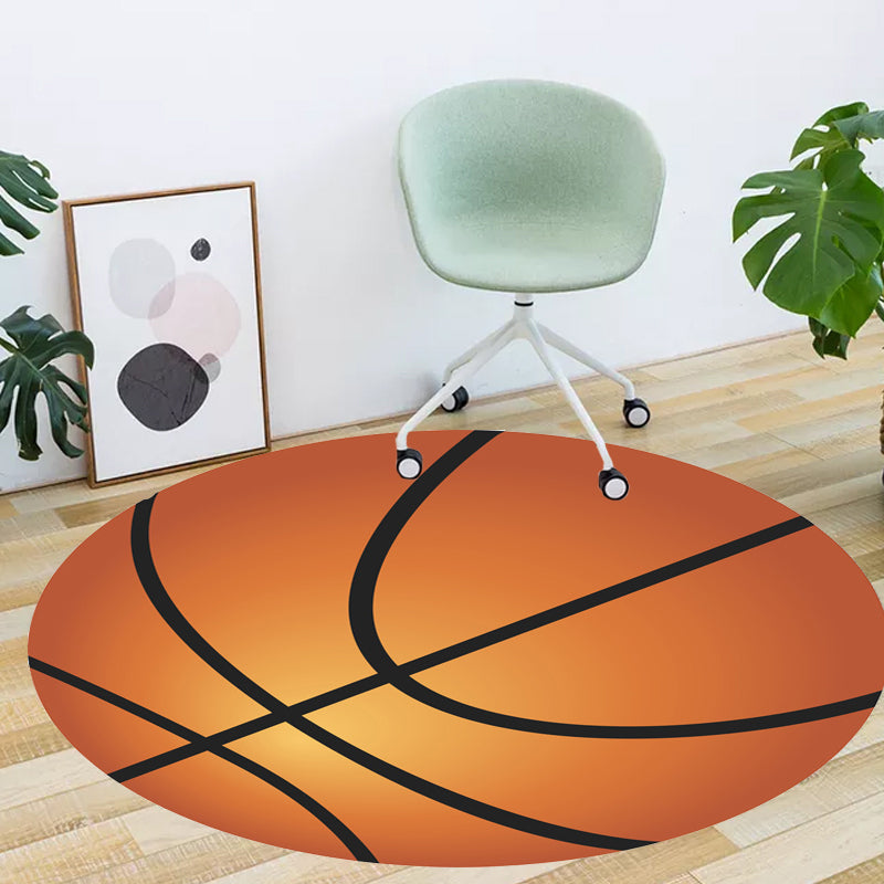 Lisslune | Fancy Sports Pattern Rug Orange and White Children's Rug Polyester Washable Pet-Friendly Non-Slip Rug for the Children's Room