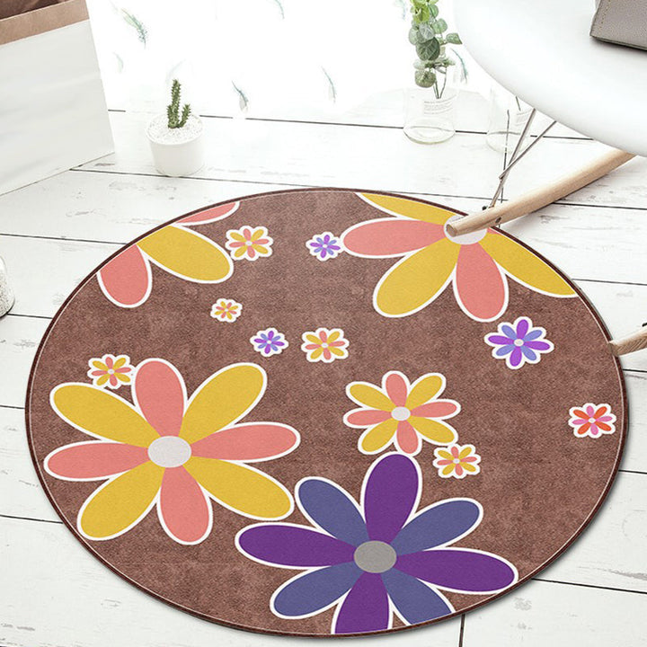 Lisslune | Unusual Heart Pattern Rug with Floral Pink and Blue Children's Rug Polyester Washable Pet Friendly Non-Slip Rug for Children's Room