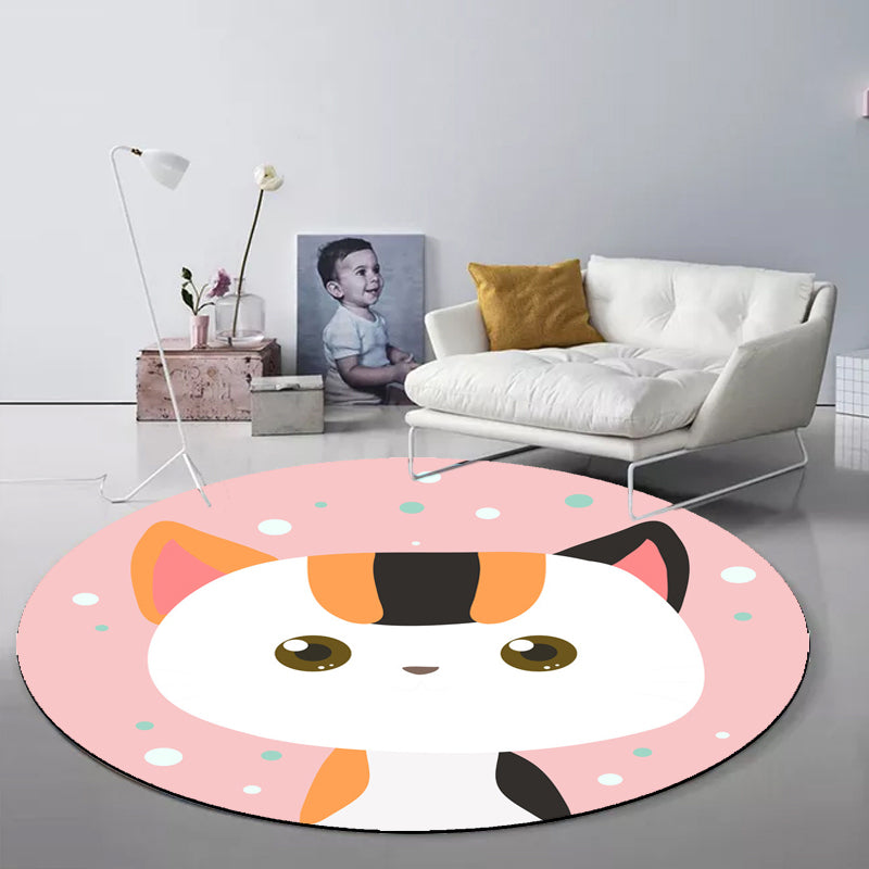 Lisslune | pink and blue children's rug polyester cartoon animals pattern rug pet friendly washable non-slip back rug for decoration