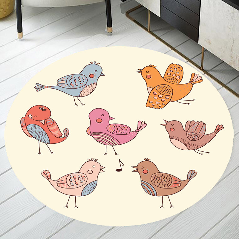 Lisslune | pink and blue children's rug polyester cartoon animals pattern rug pet friendly washable non-slip back rug for decoration