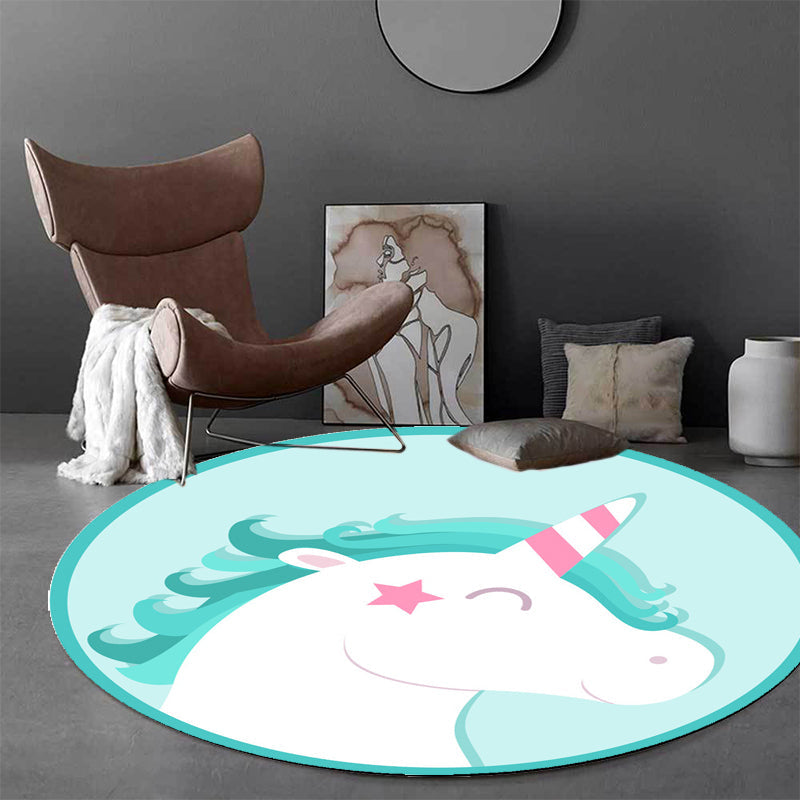 Lisslune | pink and blue children's rug polyester cartoon animals pattern rug pet friendly washable non-slip back rug for decoration