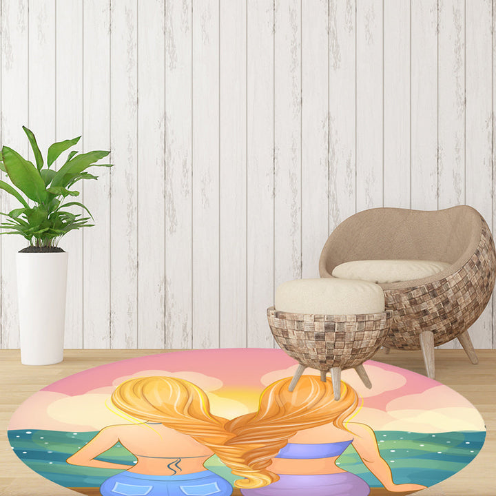 Lisslune | Stylish House Pattern Rug Pink and Green Children's Area Rug Polyester Pet-Friendly Washable Non-Slip Backing Area Rug for Nursery