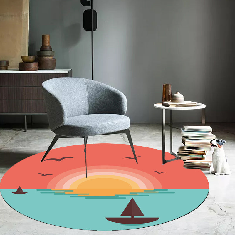 Lisslune | Stylish House Pattern Rug Pink and Green Children's Area Rug Polyester Pet-Friendly Washable Non-Slip Backing Area Rug for Nursery