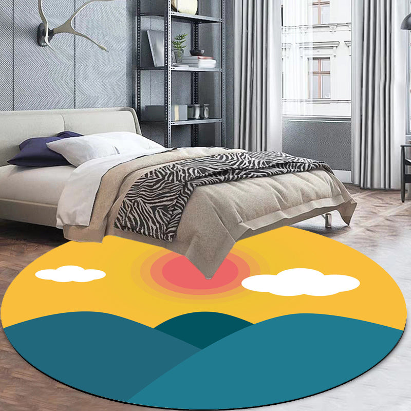 Lisslune | Stylish House Pattern Rug Pink and Green Children's Area Rug Polyester Pet-Friendly Washable Non-Slip Backing Area Rug for Nursery