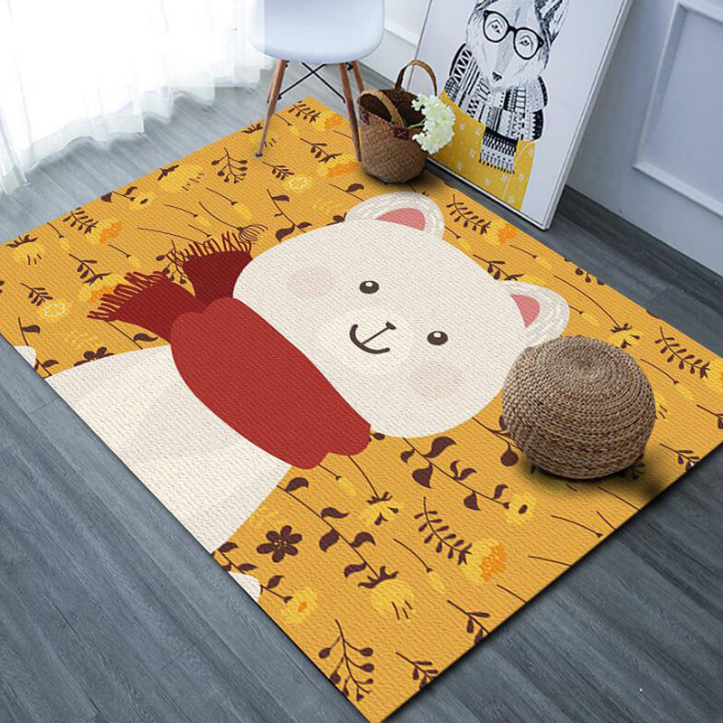 Lisslune | Beautiful cartoon animal pattern rug with fish Multicolored children's rug Polyester Washable Pet-friendly non-slip rug for the children's room