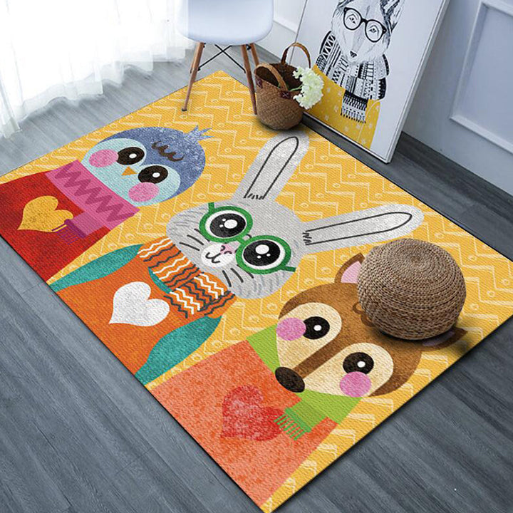 Lisslune | Beautiful cartoon animal pattern rug with fish Multicolored children's rug Polyester Washable Pet-friendly non-slip rug for the children's room