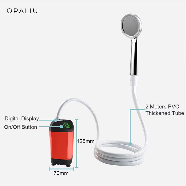 Lisslune | Portable Camping Shower with Pump – USB Rechargeable, 4400mAh Battery, Compact & Easy Setup