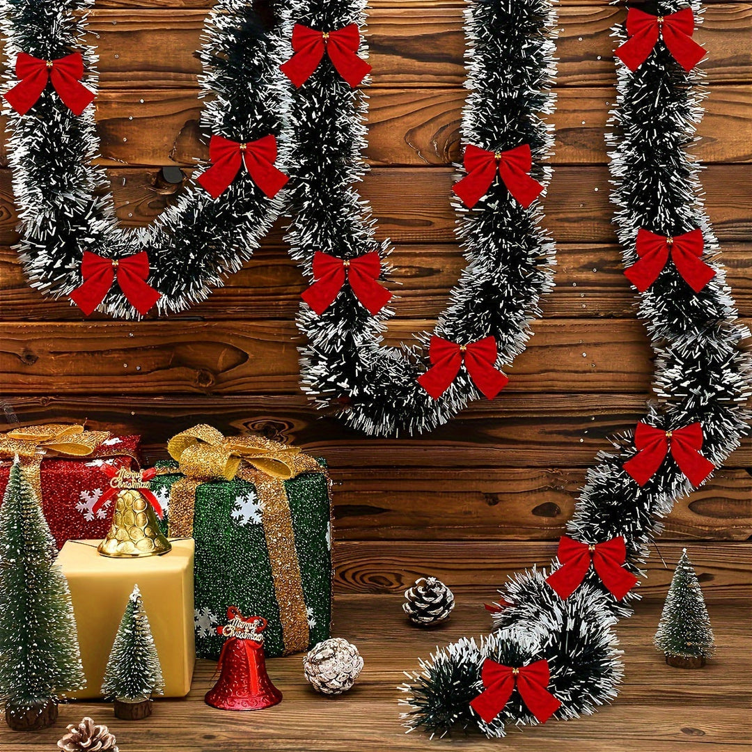 Lisslune | LumaTinsel LED Christmas Garland – Set of 2 Wireless Metallic String Lights with Warm Lighting