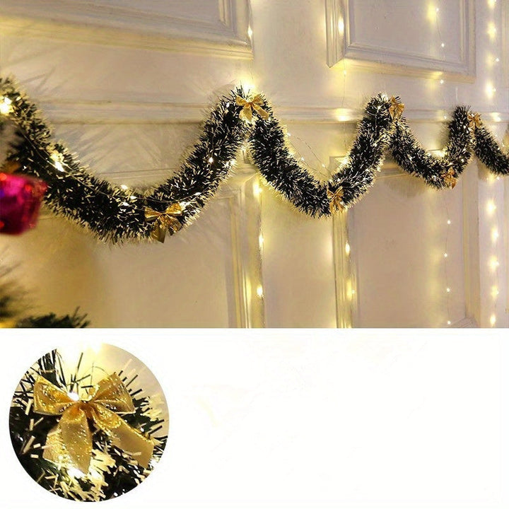 Lisslune | LumaTinsel LED Christmas Garland – Set of 2 Wireless Metallic String Lights with Warm Lighting