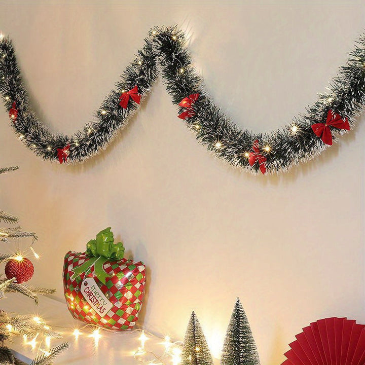 Lisslune | LumaTinsel LED Christmas Garland – Set of 2 Wireless Metallic String Lights with Warm Lighting