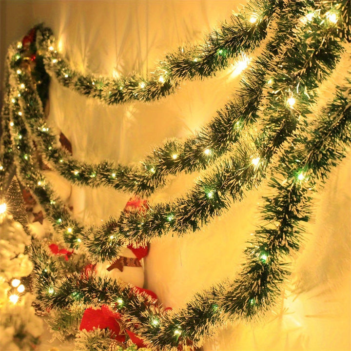 Lisslune | LumaTinsel LED Christmas Garland – Set of 2 Wireless Metallic String Lights with Warm Lighting
