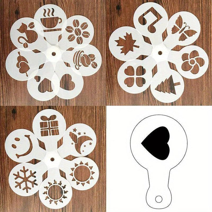 Lisslune | 19-piece Latte Art and Cake Decoration Template Set