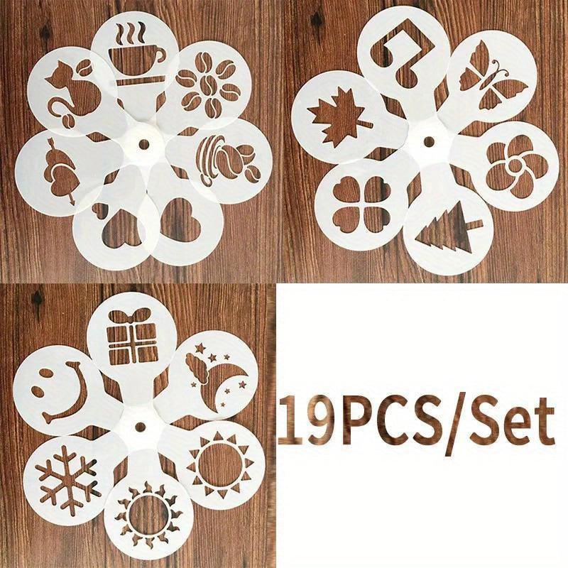 Lisslune | 19-piece Latte Art and Cake Decoration Template Set