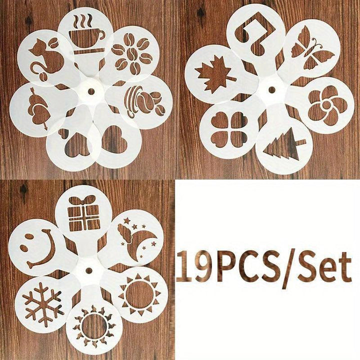 Lisslune | 19-piece Latte Art and Cake Decoration Template Set