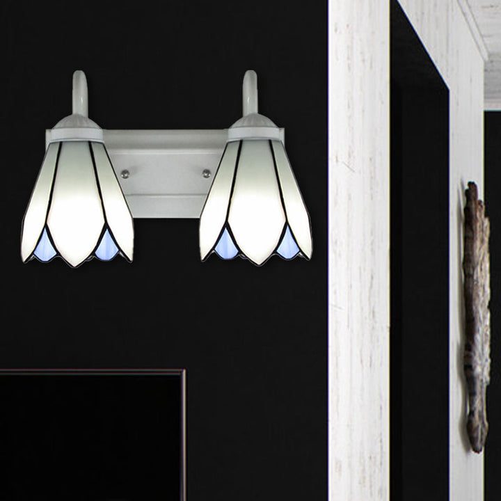 Lisslune | 2 Heads Wall Mounted Tiffany Lily White Glass Wall Light Fixture for Bedroom