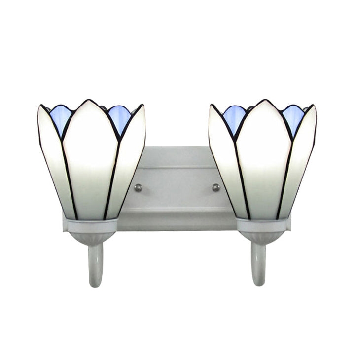 Lisslune | 2 Heads Wall Mounted Tiffany Lily White Glass Wall Light Fixture for Bedroom