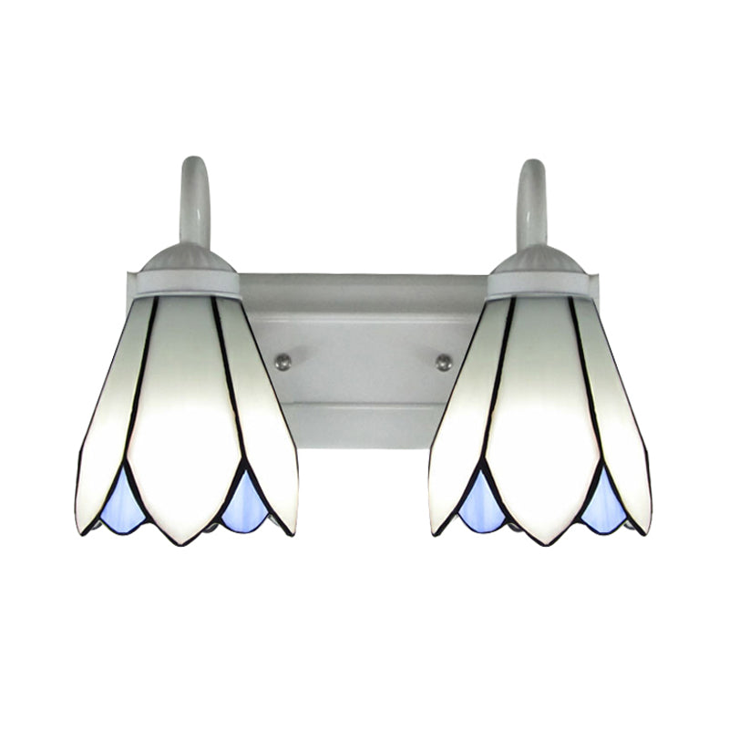 Lisslune | 2 Heads Wall Mounted Tiffany Lily White Glass Wall Light Fixture for Bedroom