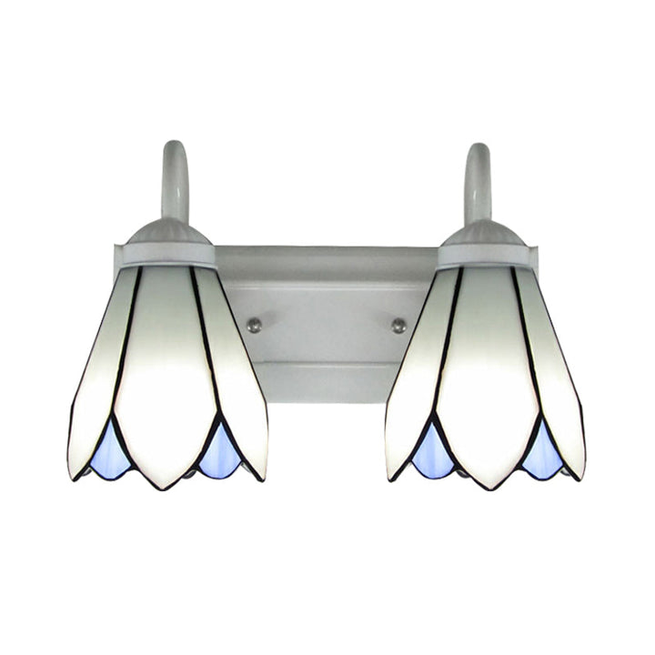 Lisslune | 2 Heads Wall Mounted Tiffany Lily White Glass Wall Light Fixture for Bedroom