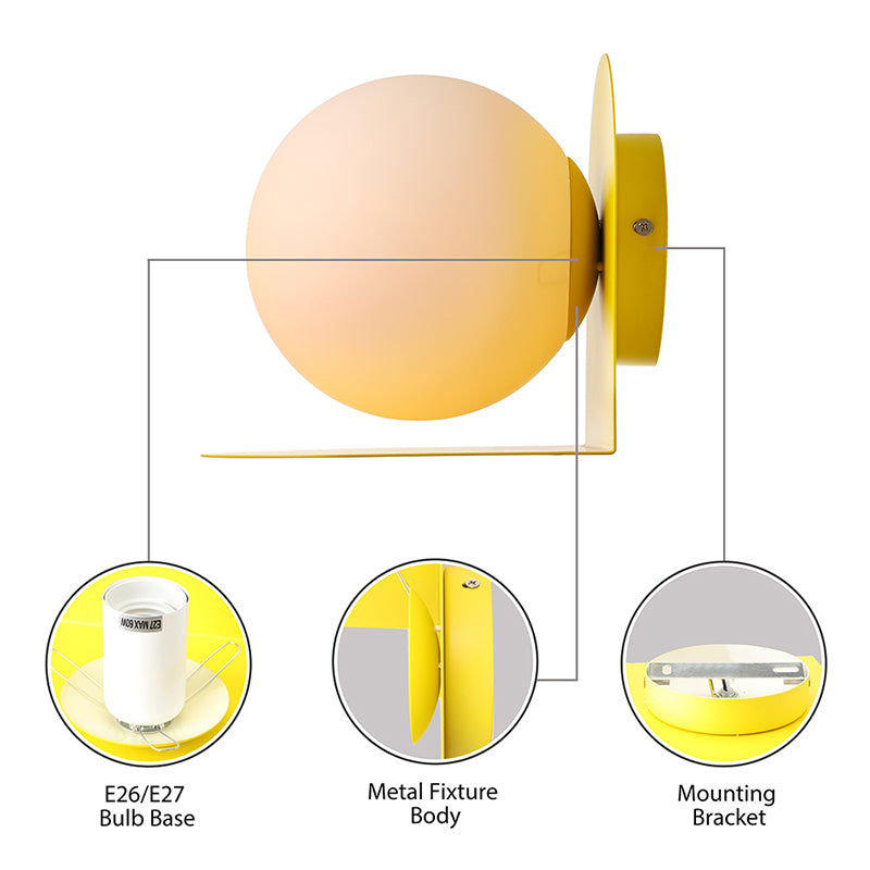 Skørter | White Globe Wall Light Nordic Style Matte Glass Wall Light for the Office Children's Room