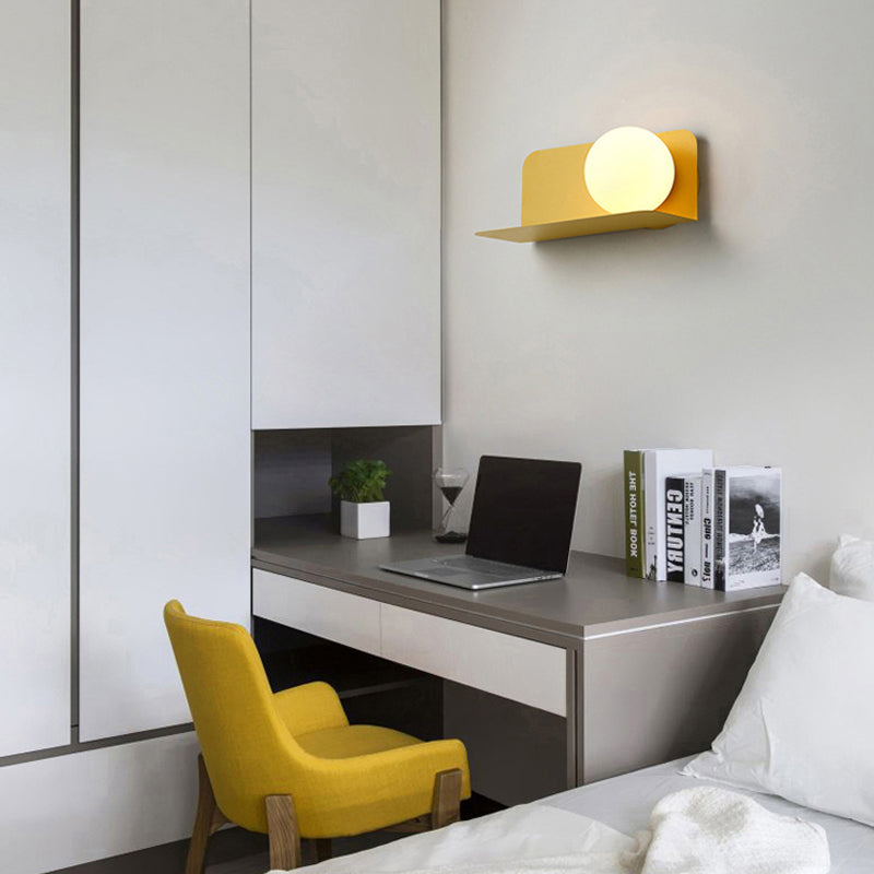 Skørter | White Globe Wall Light Nordic Style Matte Glass Wall Light for the Office Children's Room