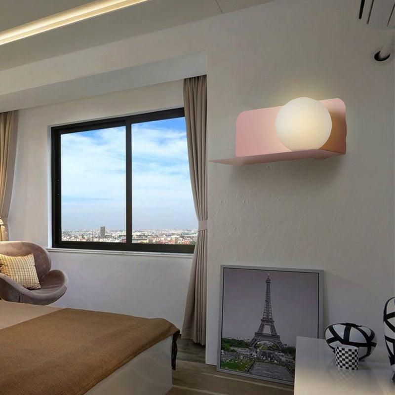 Skørter | White Globe Wall Light Nordic Style Matte Glass Wall Light for the Office Children's Room