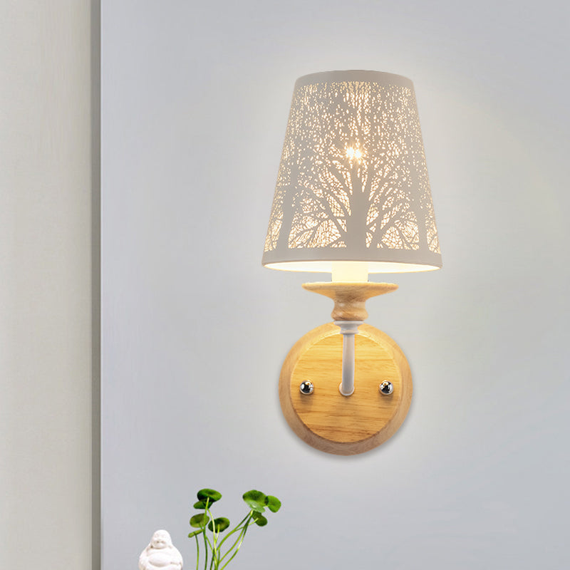 Skørter | Modern conical wall lighting ideas metal 1-light bedroom wall lamp with tree design in white