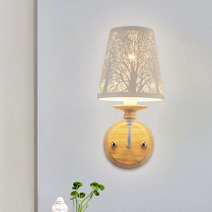 Skørter | Modern conical wall lighting ideas metal 1-light bedroom wall lamp with tree design in white
