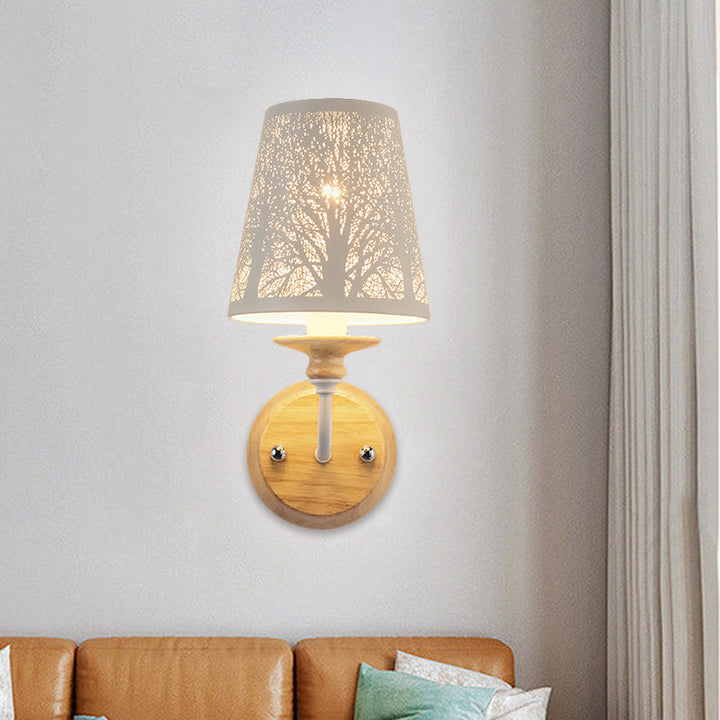 Skørter | Modern conical wall lighting ideas metal 1-light bedroom wall lamp with tree design in white
