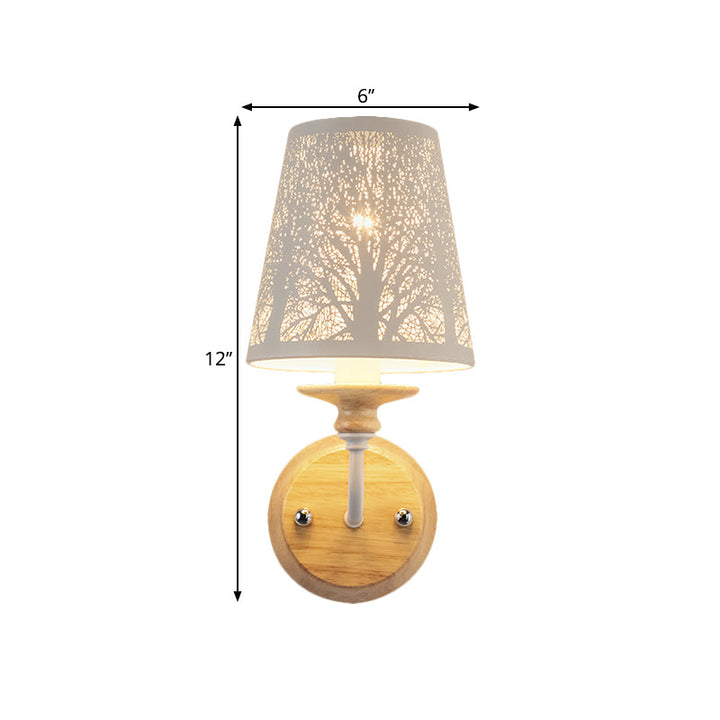 Skørter | Modern conical wall lighting ideas metal 1-light bedroom wall lamp with tree design in white