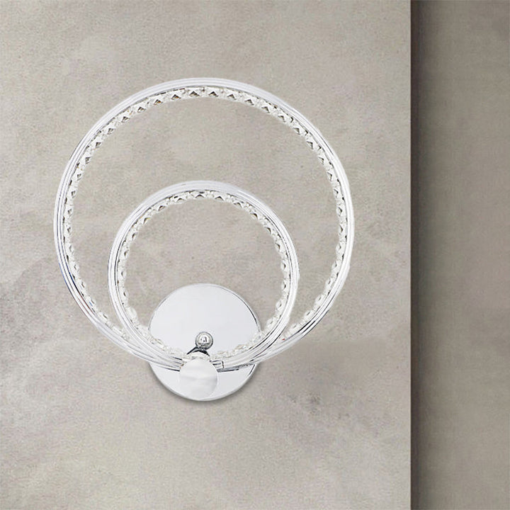 Lisslune | Simple LED Wall Lamp Chrome Double Rings Wall Lighting Ideas with Metal Shade in Warm/White Light