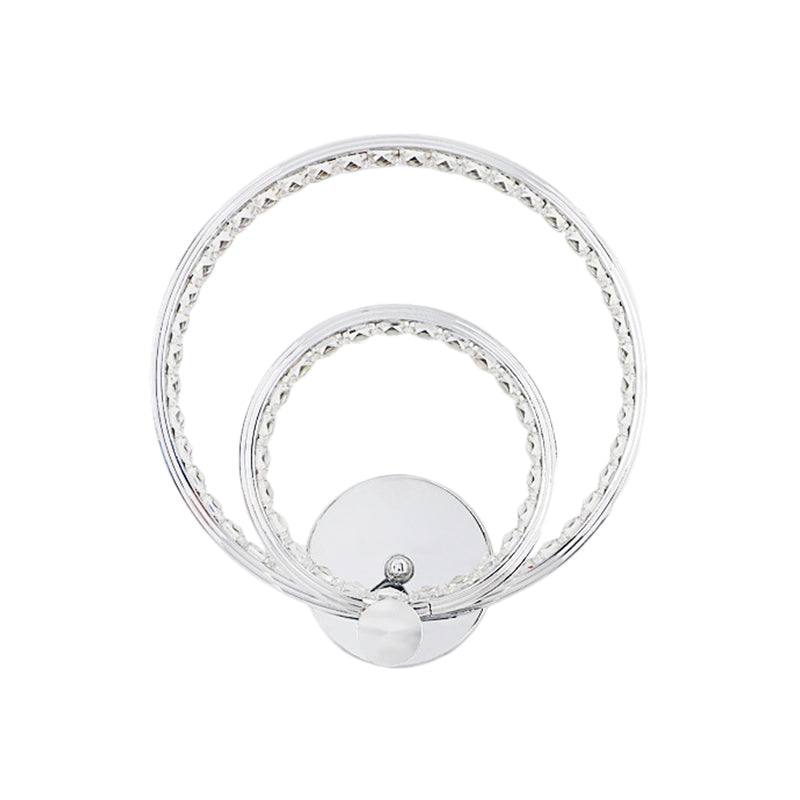Lisslune | Simple LED Wall Lamp Chrome Double Rings Wall Lighting Ideas with Metal Shade in Warm/White Light