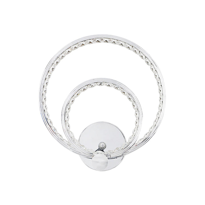 Lisslune | Simple LED Wall Lamp Chrome Double Rings Wall Lighting Ideas with Metal Shade in Warm/White Light